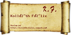 Kolláth Félix névjegykártya